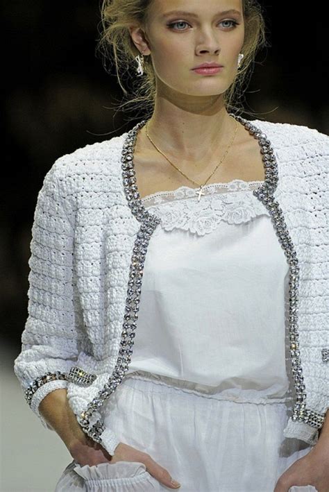 gilet chanel|chanel crochet jackets.